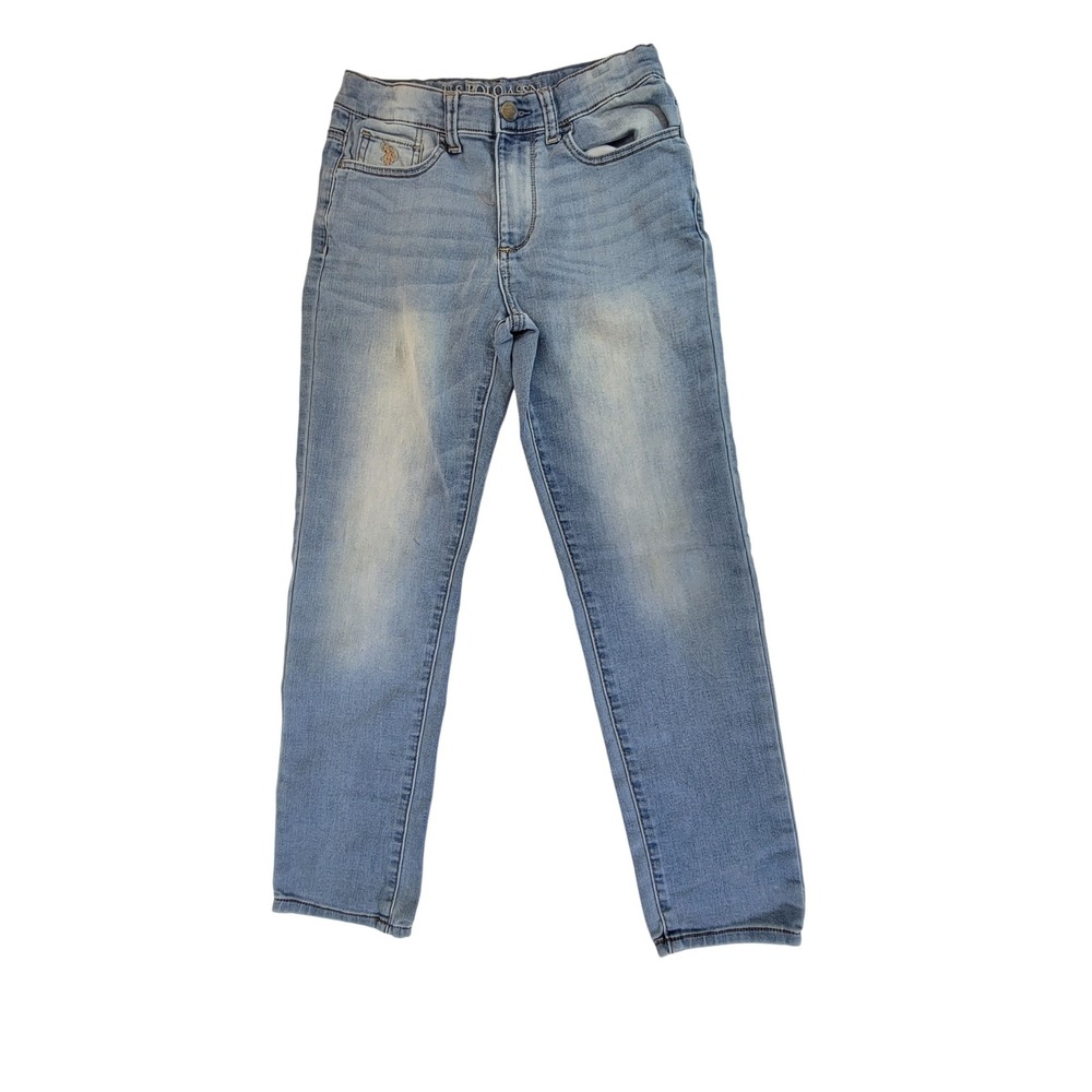 US Polo Assn Boys Light Wash Denim Jeans‎ Size 12 Adjustable Waist